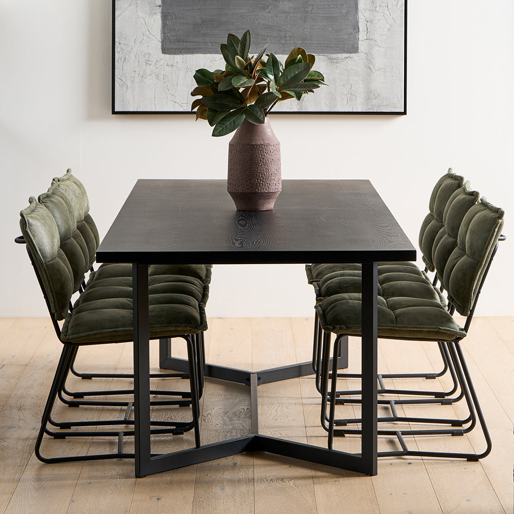 Cecil Dining Chair - Olive Green Recycled Leather