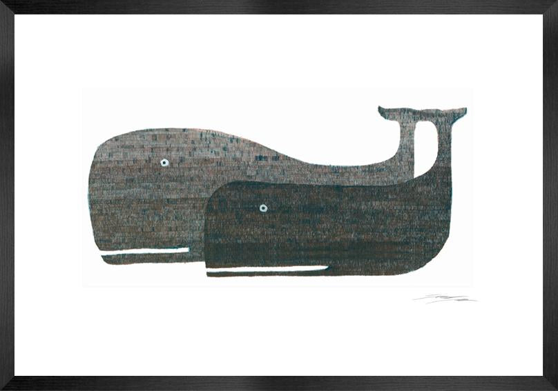 TWO WHALES ETCHING