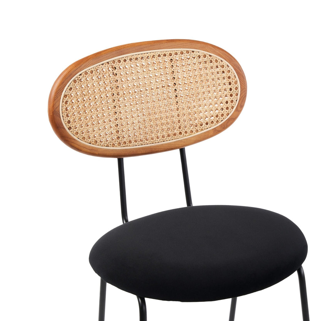 Betty Barstool - Black Velvet/Rattan
