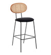 Betty Barstool - Black Velvet/Rattan