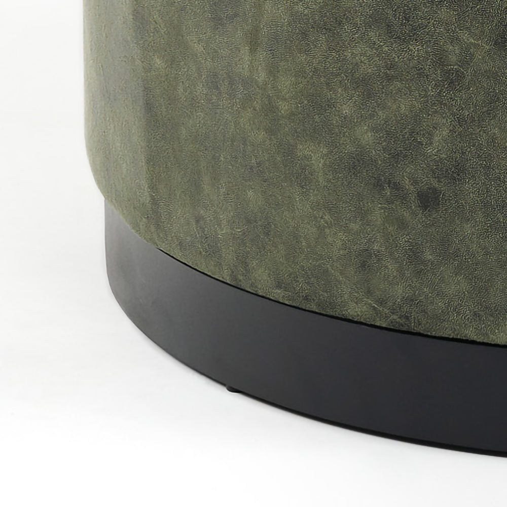 Hansel Ottoman - Dark Green Recycled Leather