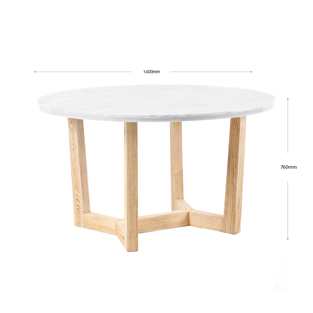 Victor Dining Table - White Marble / Ash